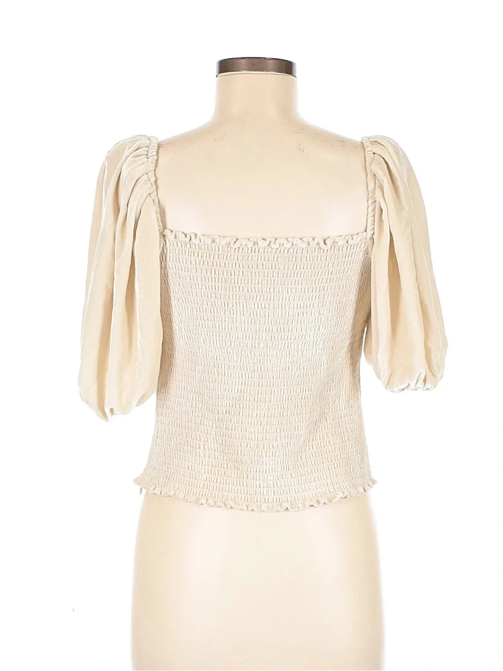 Reformation Luka Velvet Cream Puff Sleeve Blouse